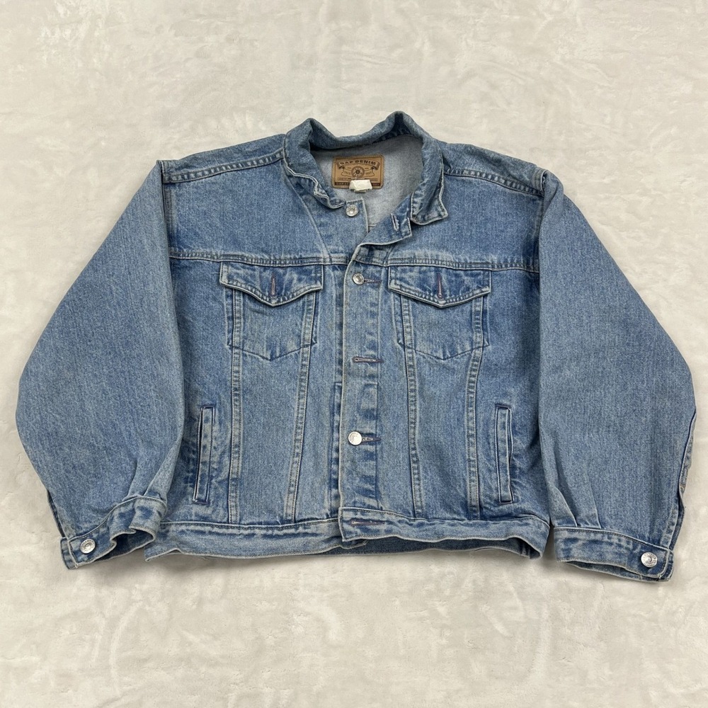 Gap Denim Jacket womans XL Blue Light Wash Trucker Rugged True Denim Test